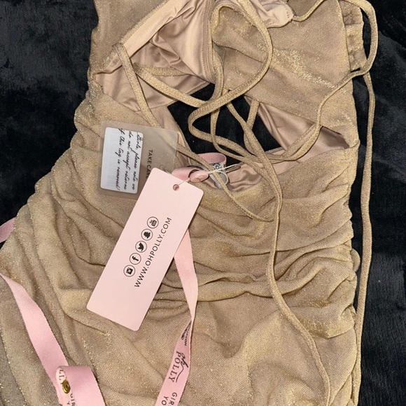 Oh Polly Gold US 6 Dress NWT - Picture 3 of 4